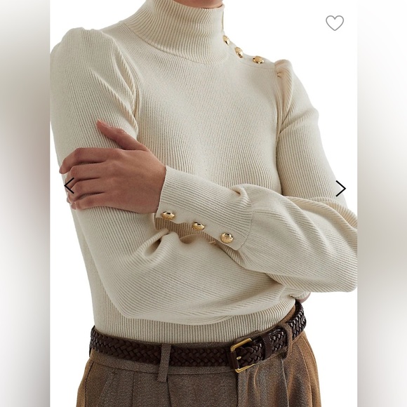 Ralph Lauren Sweaters - Ralph Lauren, Slim-Fit Button-Trim Mockneck Sweater size M Colour MISRIPLE CREAM